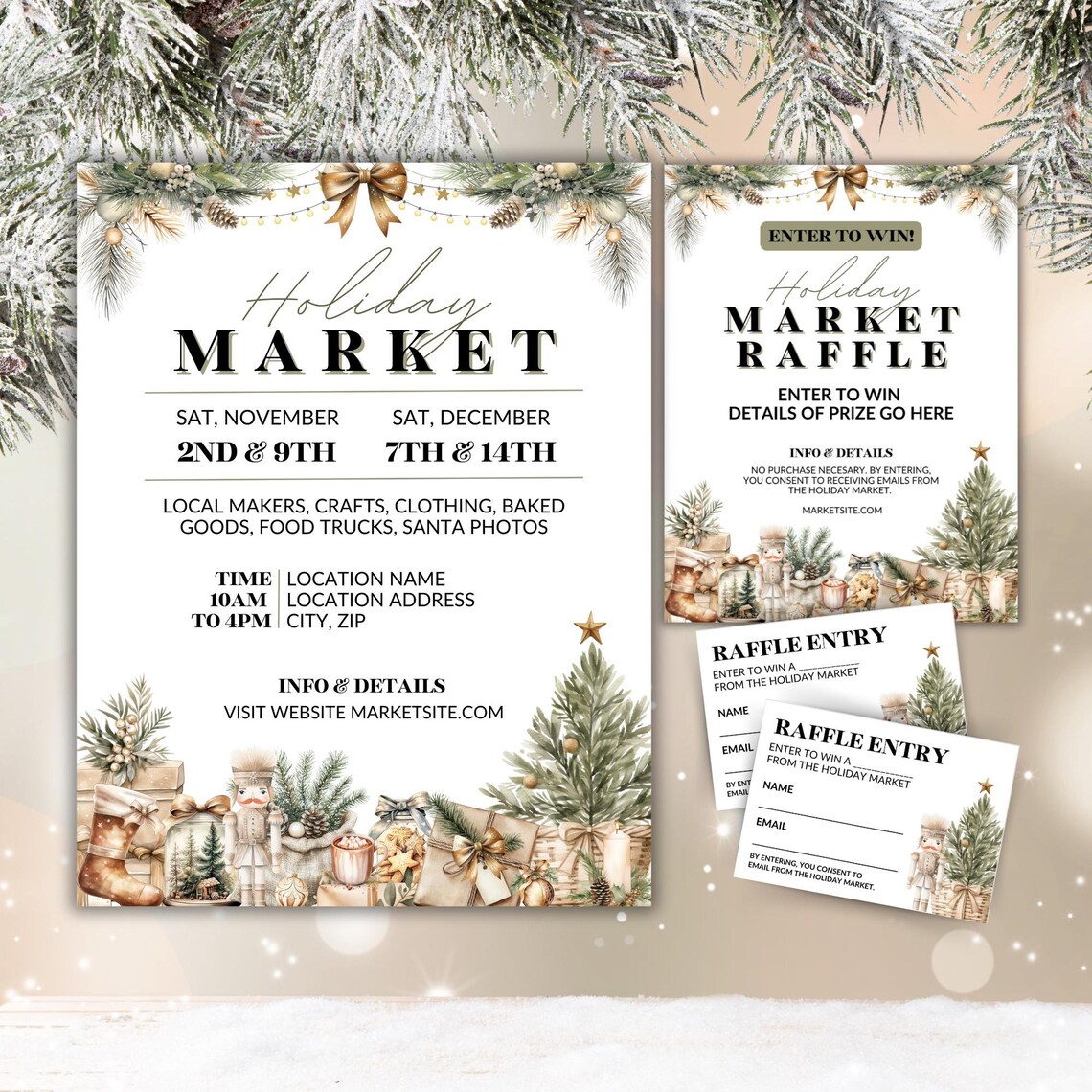 Craft Raffle Sign Editable Christmas Market Flyer, Holiday Market Flyer Printable, Craft ...
