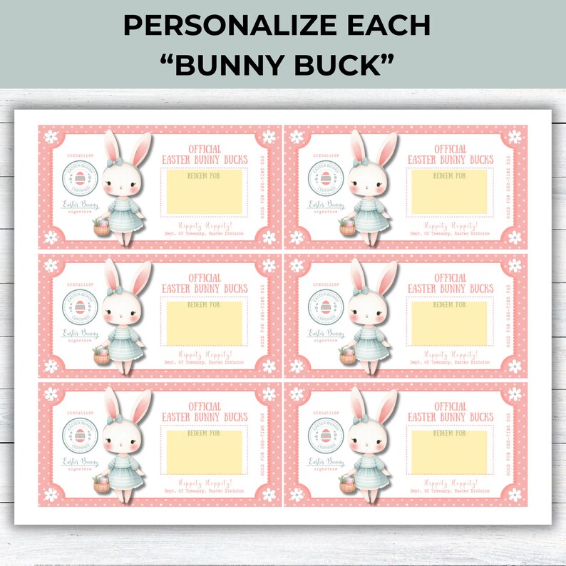 Editable Printable Easter Bunny Bucks, Easter Bunny Dollar Bill, Personalized Canva Template, Easter Egg Filler, Kids Easter Activity Coupon, easter egg suffer, personalized easter tag, easter coupon, easter printable, printable money, cute bunny