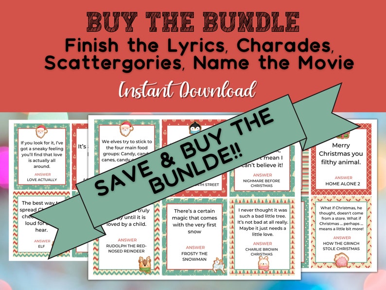 Printable Christmas Charades Game / Holiday Charades / Christmas Party ...