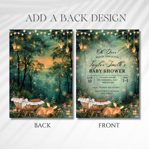 EDITABLE Woodland baby shower Invitation, Enchanted Forest Invite, magical Woodland Invite Canva, Enchanted baby shower, fairy garden, fairy lights, woodland deer party theme, magical baby shower, Enchanted Forest, Enchanted Garden Invitation Forest Fairy Garden, Woodland Garden Invite, magical Party, Emerald Green baby shower invite, oh deer baby shower, cradle, Enchanted Forest Baby Shower Invite Template Canva, Woodland Baby Shower, Oh Deer Woodland Deer Magical Baby Shower Fairy Garden