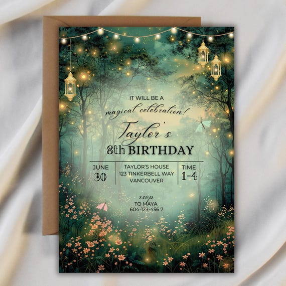 Enchanted Forest Birthday Party, Enchanted Garden Invitation Forest Fairy Garden, Woodland Birthday Magic Garden Invite, Girls Magical Party