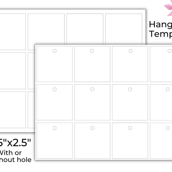 Printable Square Hang Tag Template - 2.5"x 2..5" / Blank Gift Tags / Create DIY gift tags - pdf, high resolution jpg, png / Digital Download