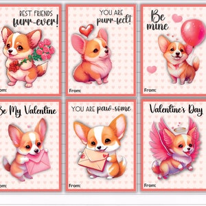 Corgis Valentinstag / Corgis Valentinstag Karte / Corgis Valentinstag Karte / Sofort Download / Valentinstag / Kinder Schule Valentinstag / Kinder Valentinstag Karte