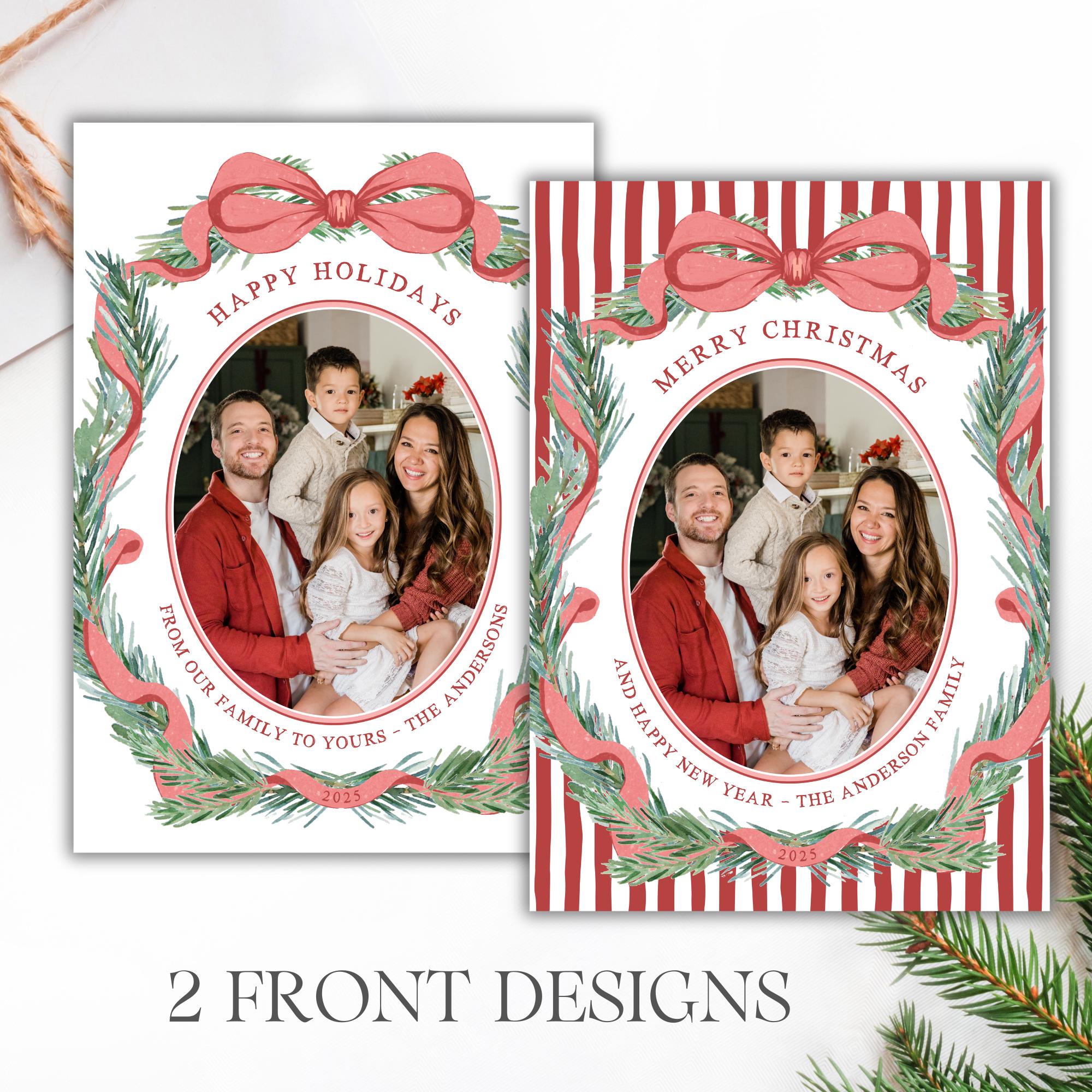 Editable Christmas Card Printable, Watercolor Red Green Christmas ...