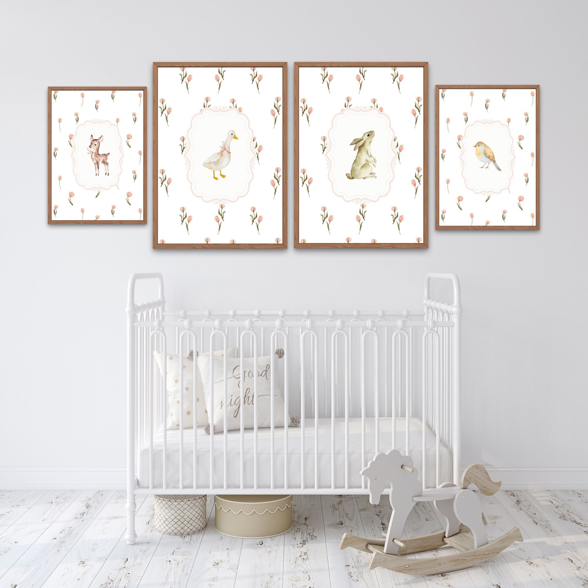 Bunny Nursery Print Set, Duck Nursery Print, Rabbit Deer Woodland ...