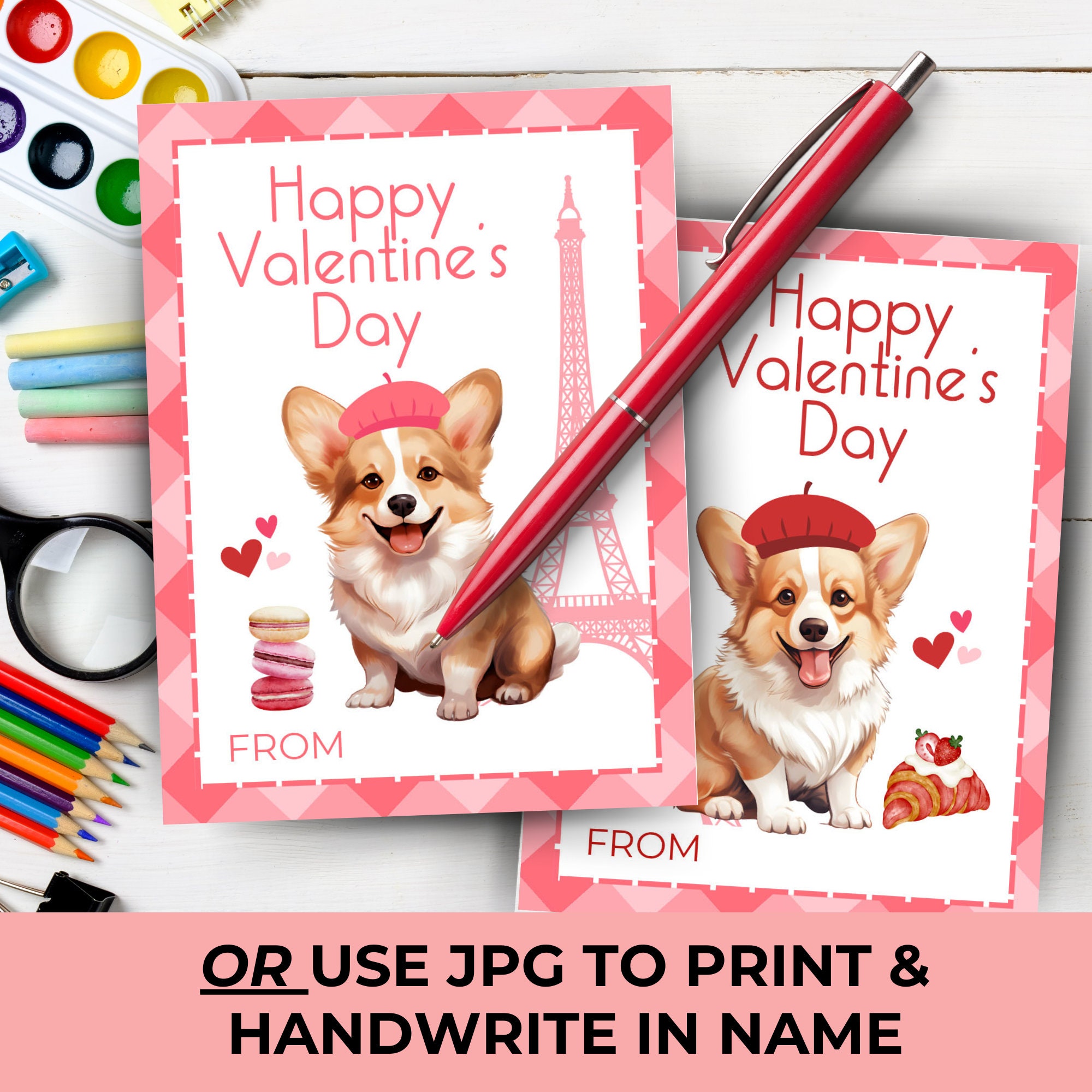 Editable Corgi Notes EDITABLE Corgi Valentine Card, Dog Valentine's Printable, Corgis, Puppy ...