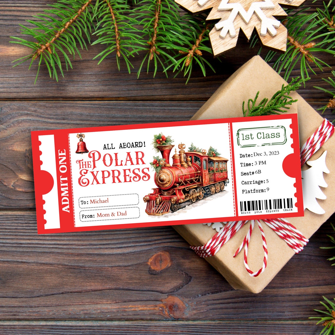 Polar Express Ticket Template Personalized Surprise Gift Etsy Canada