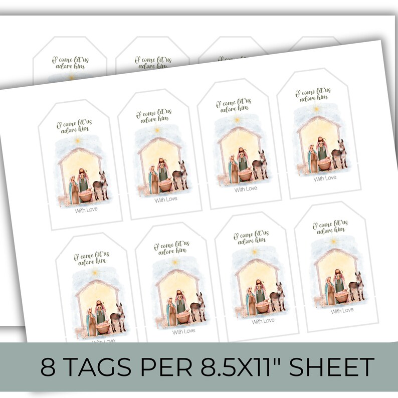 Watercolor Nativity Gift Tag, Christmas Printable Template, Christmas ...