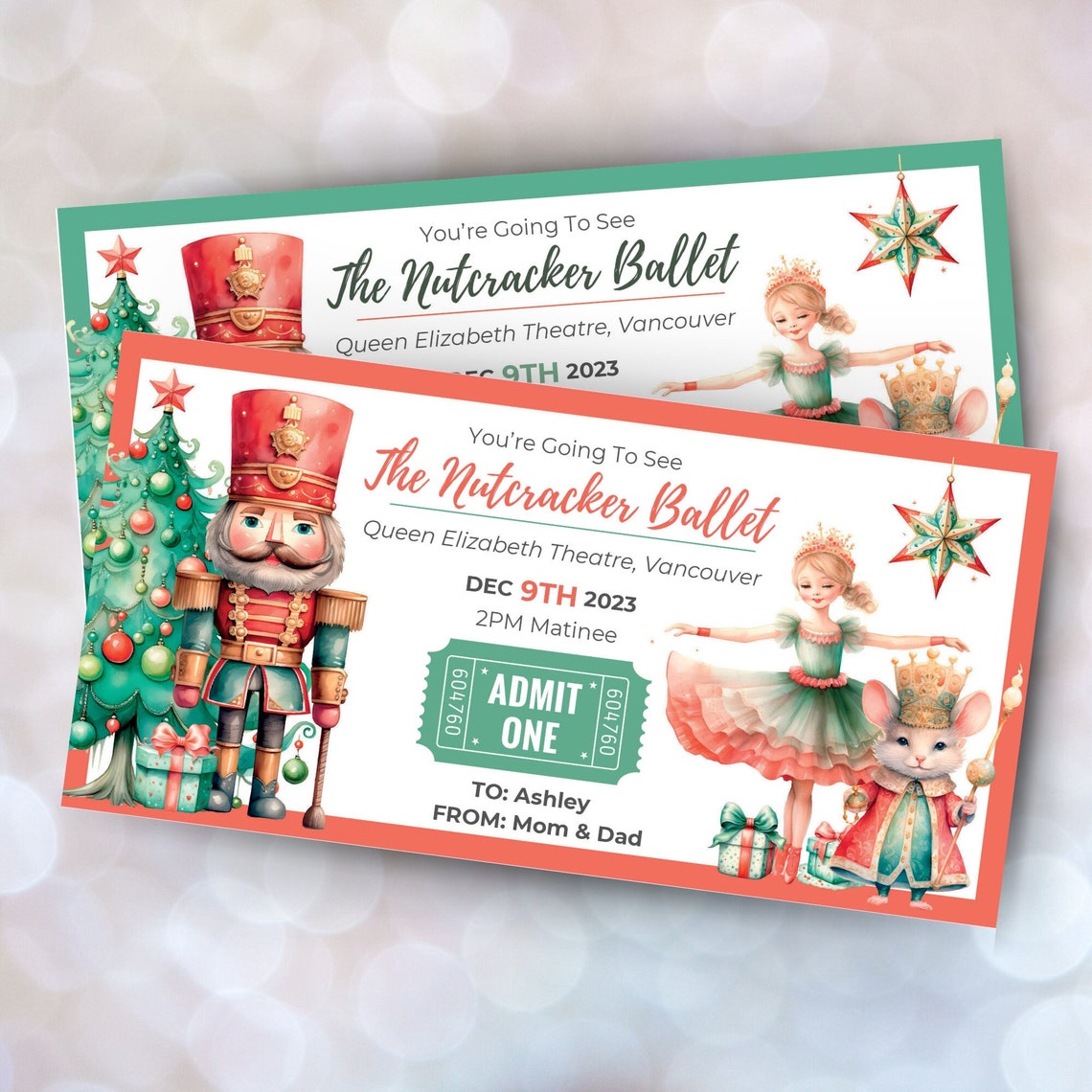 Editable Nutcracker Ticket Personalized Nutcracker Ballet Etsy Canada