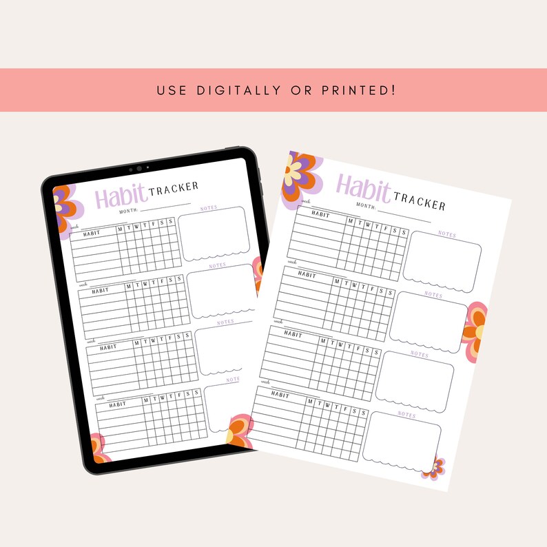 Flower Power Habit Tracker Printable Monthly Habit Tracker - Etsy