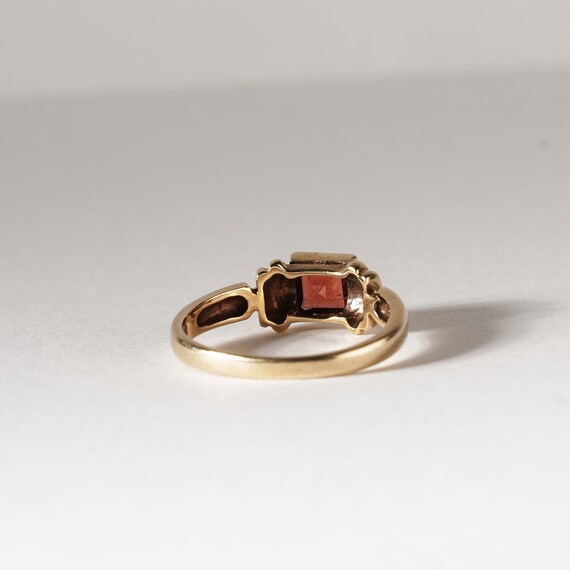 Vintage Square Red Garnet Solitaire 9ct Gold Ring… - image 8