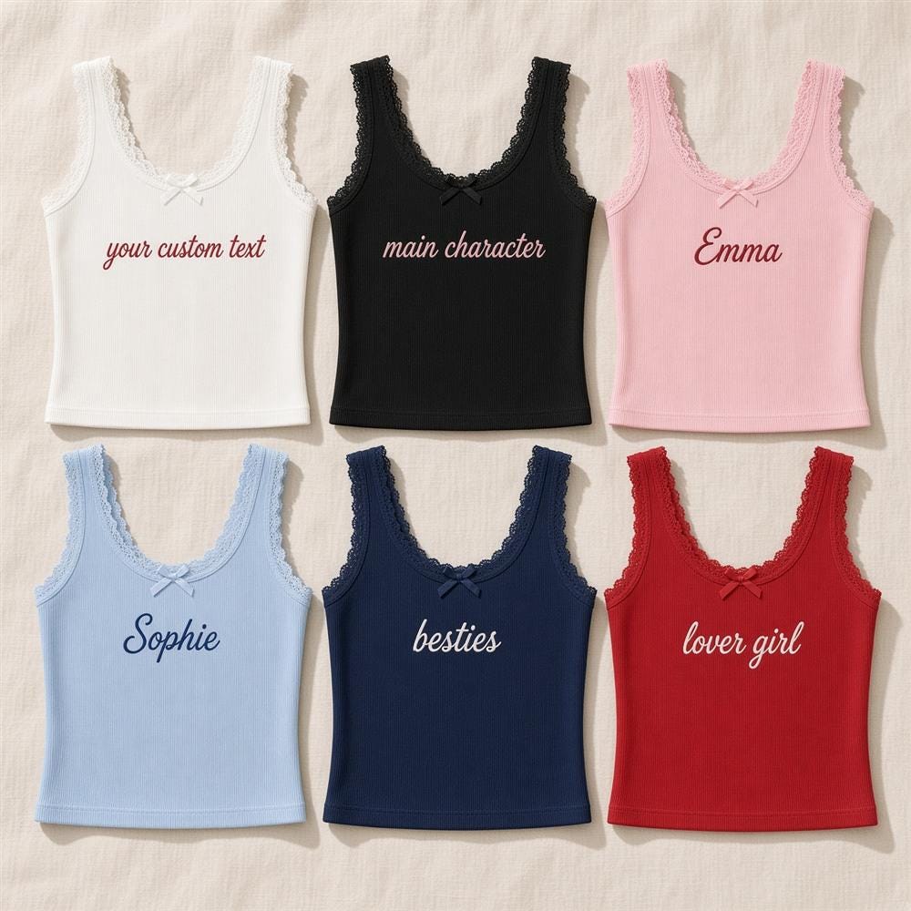 Y2k Lace Tank Tops - Etsy