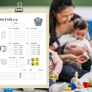 Infant Daily Log, Baby Daily Log, Baby Care Journal, Infant Activity Manager, Daycare Baby Tracker, Babysitting Helper, Baby Life Organizer
