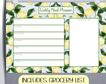 Weekly Meal Planner, Grocery List, Meal Planner Printable, Meal Planner Calendar, Meal Prep, Meal Planner PDF