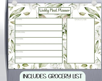 Weekly Meal Planner, Grocery List, Meal Planner Printable, Meal Planner Calendar, Meal Prep, Meal Planner PDF