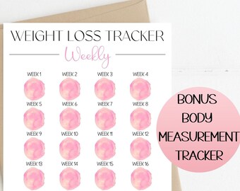Weight Loss Tracker, Rose Gold Weight Loss Printable, Body Measurement Tracker, Weight Loss Journal, Weekly Weight Loss Chart, Habit Tracker
