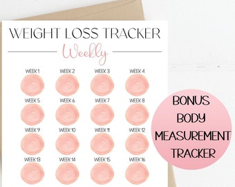 Weight Loss Tracker, Peach Weight Loss Printable, Body Measurement Tracker, Weight Loss Journal, Weekly Weight Loss Chart, Habit Tracker