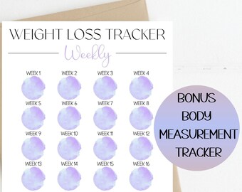 Weight Loss Tracker, Purple Weight Loss Printable, Body Measurement Tracker, Weight Loss Journal, Weekly Weight Loss Chart, Habit Tracker