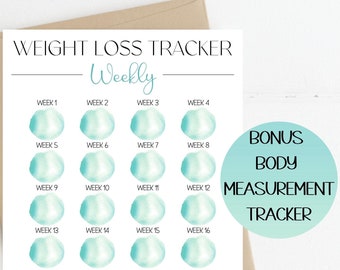 Weight Loss Tracker, Aqua Weight Loss Printable, Body Measurement Tracker, Weight Loss Journal, Weekly Weight Loss Chart, Habit Tracker