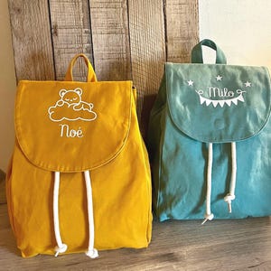 Kindergarten backpack - children&#39;s backpack - first name backpack - organic cotton backpack - colored backpack - nursery backpack - customizable backpack