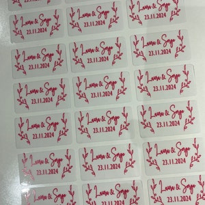 Etiquettes de mariage transparente en feuille / Autocollants étiquettes transparentes mariage, baptême, anniversaire