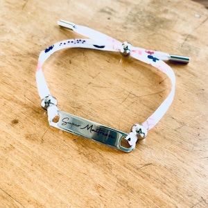 Personalized liberty cotton cord bracelet with silver stainless steel plate &quot;super mistress&quot;