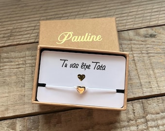 Annonce de grossesse tata avec bracelet et message : tu vas être Tata dans une jolie boîte ou enveloppe personnalisée - cadeau tata -annonce