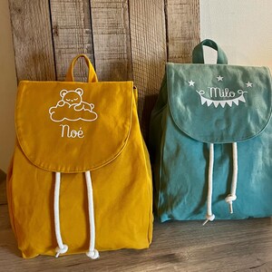 Kindergarten backpack - children's backpack - first name backpack - organic cotton backpack - colored backpack - nursery backpack - customizable backpack