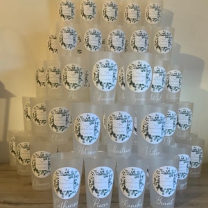 Bicchiere Eco Cup da 30 cl Nomi, bicchiere di compleanno personalizzato, battesimo, regalo personalizzato per gli ospiti di nozze in vetro, personalizzazione del bicchiere
