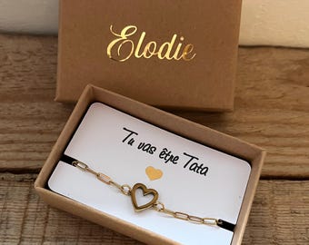 Aunt pregnancy announcement with stainless steel bracelet and message: you're going to be an Aunt in a pretty box - aunt gift - announcement