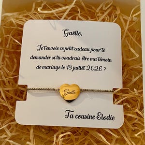 Witness request with message and bracelet, witness gift idea, witness request announcement - engraved and personalized bracelet
