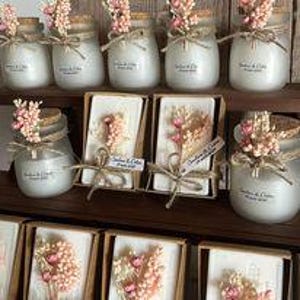 Guest gift soap decorated with dried flowers