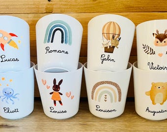 Gobelet enfant personnalisé-verre enfant personnalisé-gobelet plastique personnalisé/gobelet maternelle-gobelet prénom enfant-verre prénom