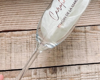 Personalized champagne flute - wedding gift - bridesmaid - personalized wedding glass - champagne flute sticker