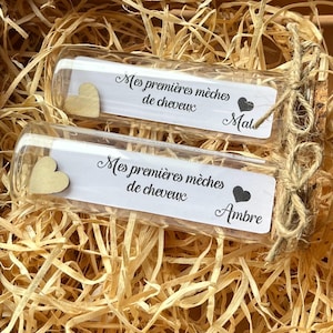 Glass vials, containers for baby hair locks, first haircut souvenir