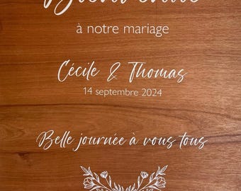 Customizable wooden welcome sticker, wedding sign, wedding welcome sign, welcome sign for wedding