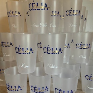 Bicchiere Eco Cup da 30 cl Nomi, bicchiere di compleanno personalizzato, battesimo, regalo personalizzato per gli ospiti di nozze in vetro, personalizzazione del bicchiere