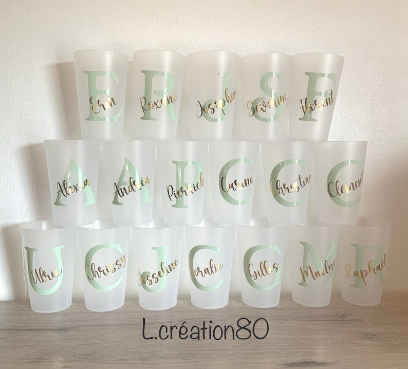 Eco Cup 30cl First Names, personalized cup birthday baptism personalized glass wedding guest gift, cup personalization image 1