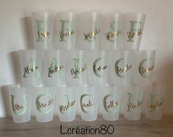 Gobelet Eco Cup 30cl  Prénoms, gobelet personnalisé anniversaire baptême verre personnalisé mariage cadeau invité, personnalisation gobelet