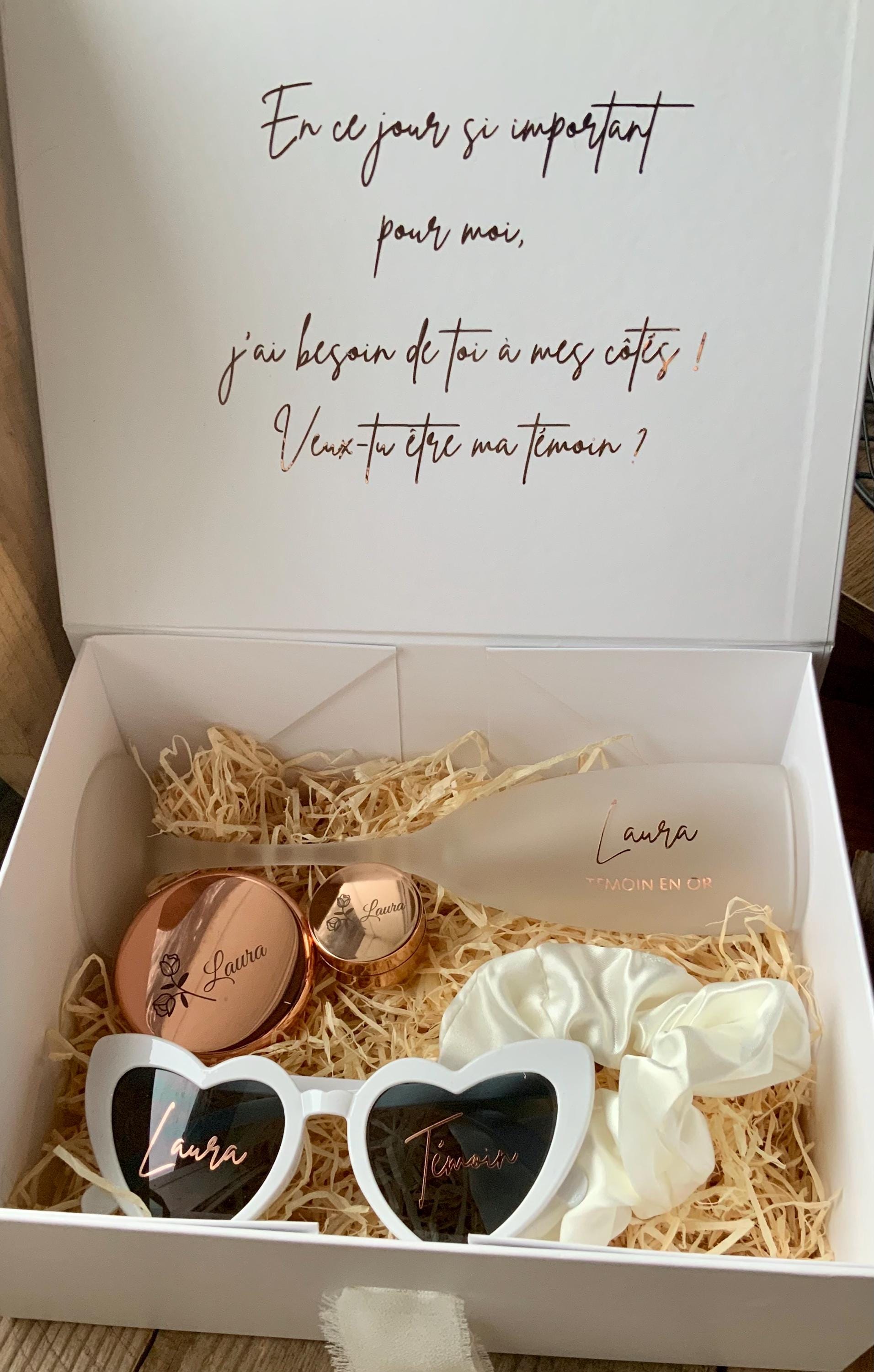 Coffret cadeau personnalisé gravé pour témoin de mariage