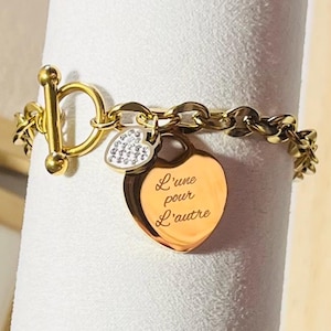 Chain bracelet with medals to engrave in stainless steel, Personalized bracelet, Gift bracelet, First name bracelet, godmother, mom, aunt