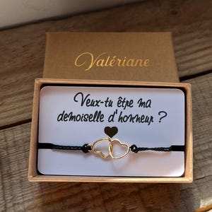 Demande demoiselle d’honneur avec message et bracelet, idée cadeau demoiselle d’honneur, annonce demande demoiselle d’honneur