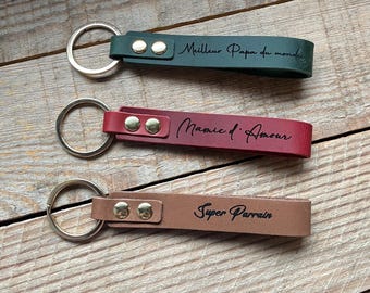 Personalized engraved leather keychain - Christmas gift - Birthday - Mother's Day - Grandmothers - Fathers - Grandfathers - Teacher - Teaching assistant