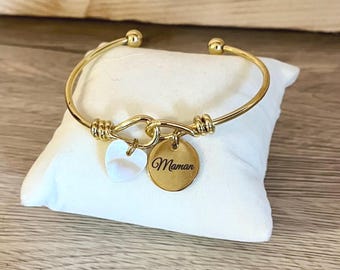 Stainless steel bangle bracelet with engravable medallions, Personalized bracelet, Gift bracelet, Name bracelet, Christmas gift, Birthday gift