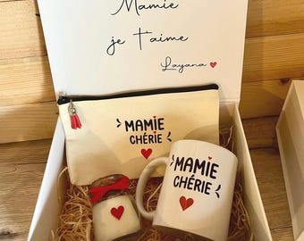 Personalized Gift Set - Grandparents' Day - Mother's Day - Grandma, Mom, Sister, Aunt, Godmother, Colleague - Mug, Pouch and Candle