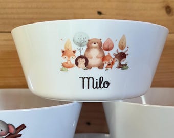 名前入りの子供用ボウルとカップ - 独立記念品 - ベビー食器セット