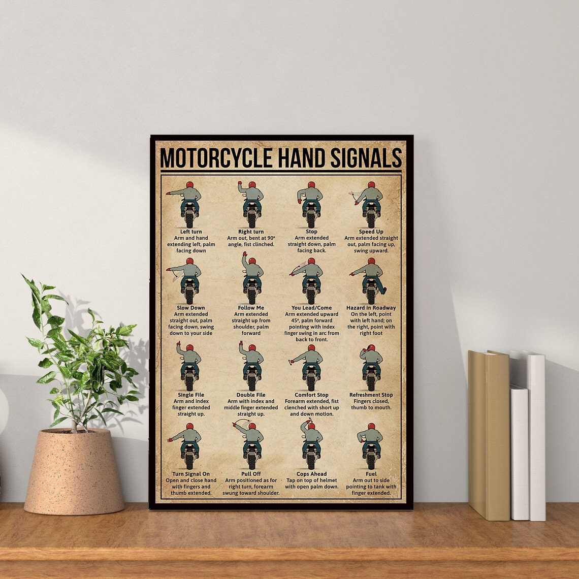 Motorcycle Hand Signals Poster Funny Motorcycle Racing Racer Etsy Ireland