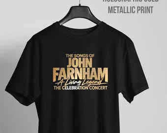 Tribute John Farnham Tshirt, Special Gold Metallic Holographic Print | Music Icon Melbourne Songs Tee | Fan Gift Shirt | Concert Australia