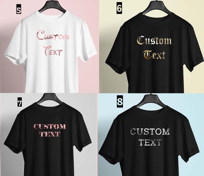 Custom T Shirt | Rose Gold Foil Print | Custom Text Tees | Adult Tshirt ...