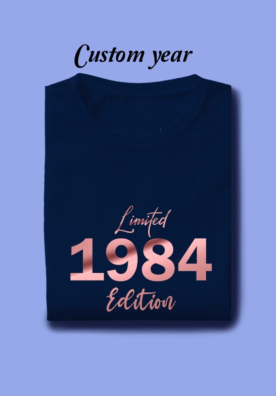40th Birthday T Shirt | Gold, Rose Gold Foil Print | Custom Year Limited Edition 1984 Tees |Birthday Gift Tshirt Printing | Print Australia